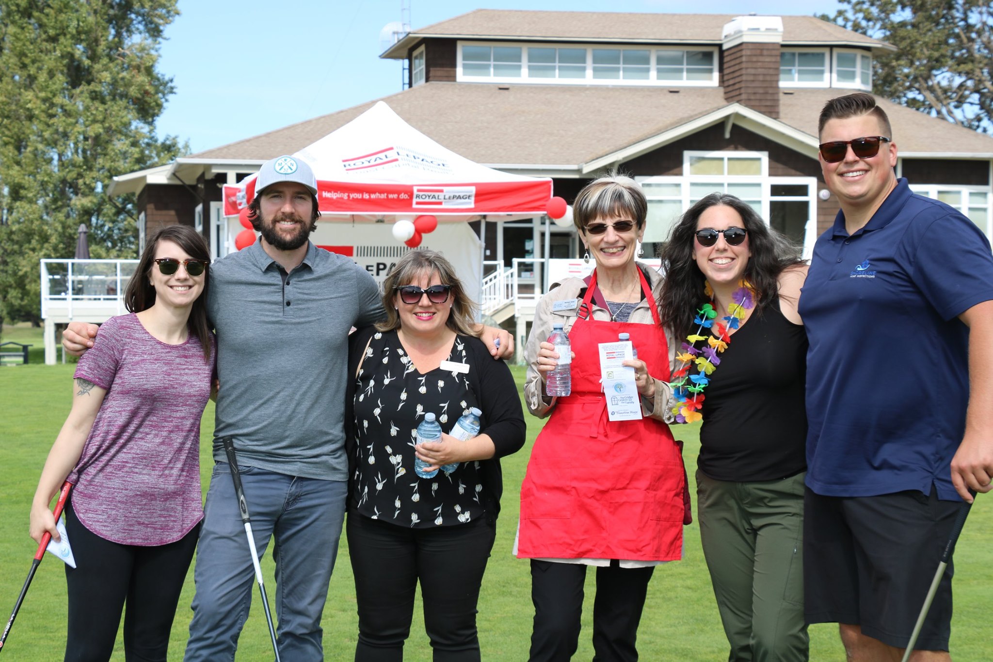 L-R at Golf 4 Shelter in support of the Royal LePage Shelter Foundation: Chelsea Hall, Jonny Vernon, Candace Stretch, Marlene Goley, Lindsay Block-Glass, and Reece Jacob.
